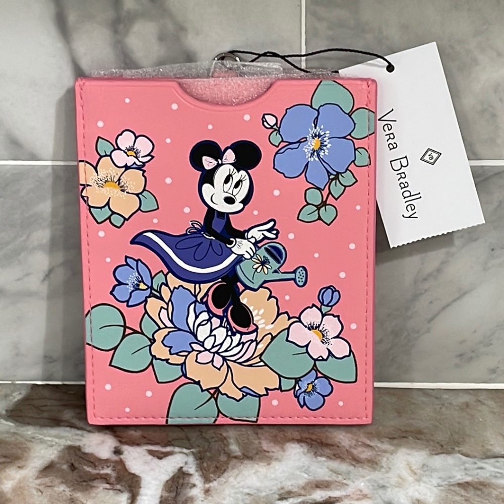 Vera Bradley DISNEY RFID Passport Wallet With Clip Minnie's Garden Party NEW